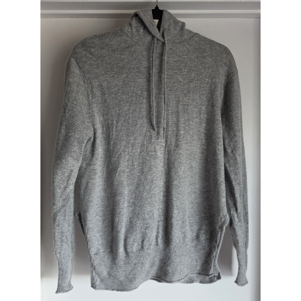 Theory Hoodie Women M Grey Solid Long Sleeve Pullover Sweatshirt Minimalist
